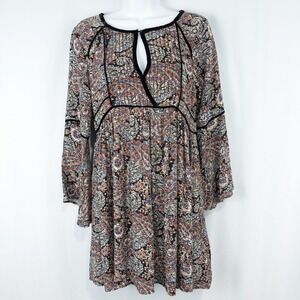 American Eagle Paisley Bell Sleeve Mini Dress Tunic Small Boho Festival Retro